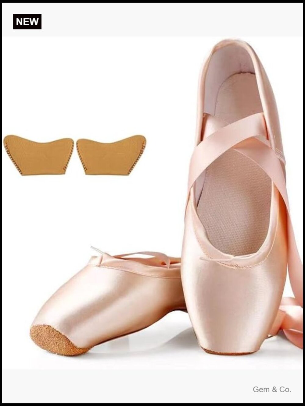 Ballet Satin Pointe Shoes with Ribbons for Dance Practice